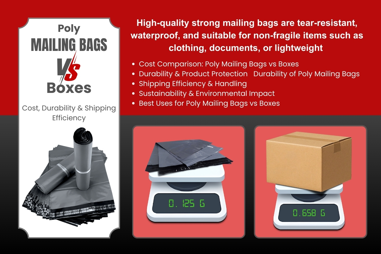 Poly Mailing Bags vs Boxes: Cost, Durability & Shipping Efficiency 1 Poly Mailing Bags vs Boxes Cost Durability Shipping Efficiency
